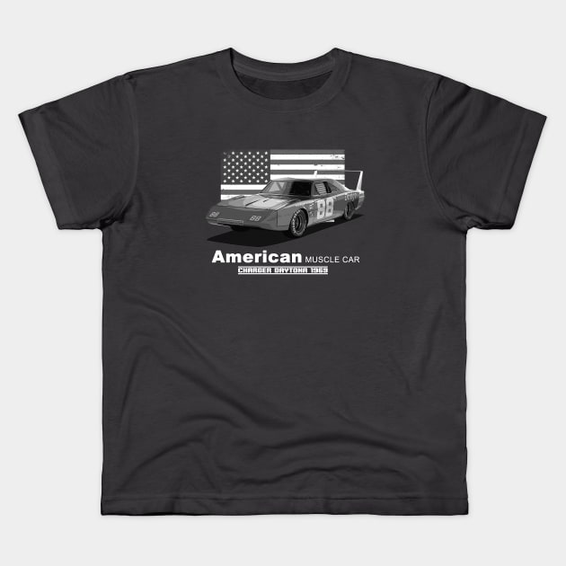 Charger Daytona American Muscle Car 60s 70s Old is Gold Kids T-Shirt by Jose Luiz Filho